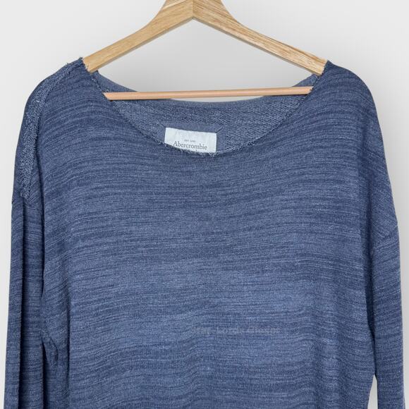 Abercrombie Fitch Oversized Long Sleeve Top | Small | Heather Blue Oversized Raw - Picture 4 of 6